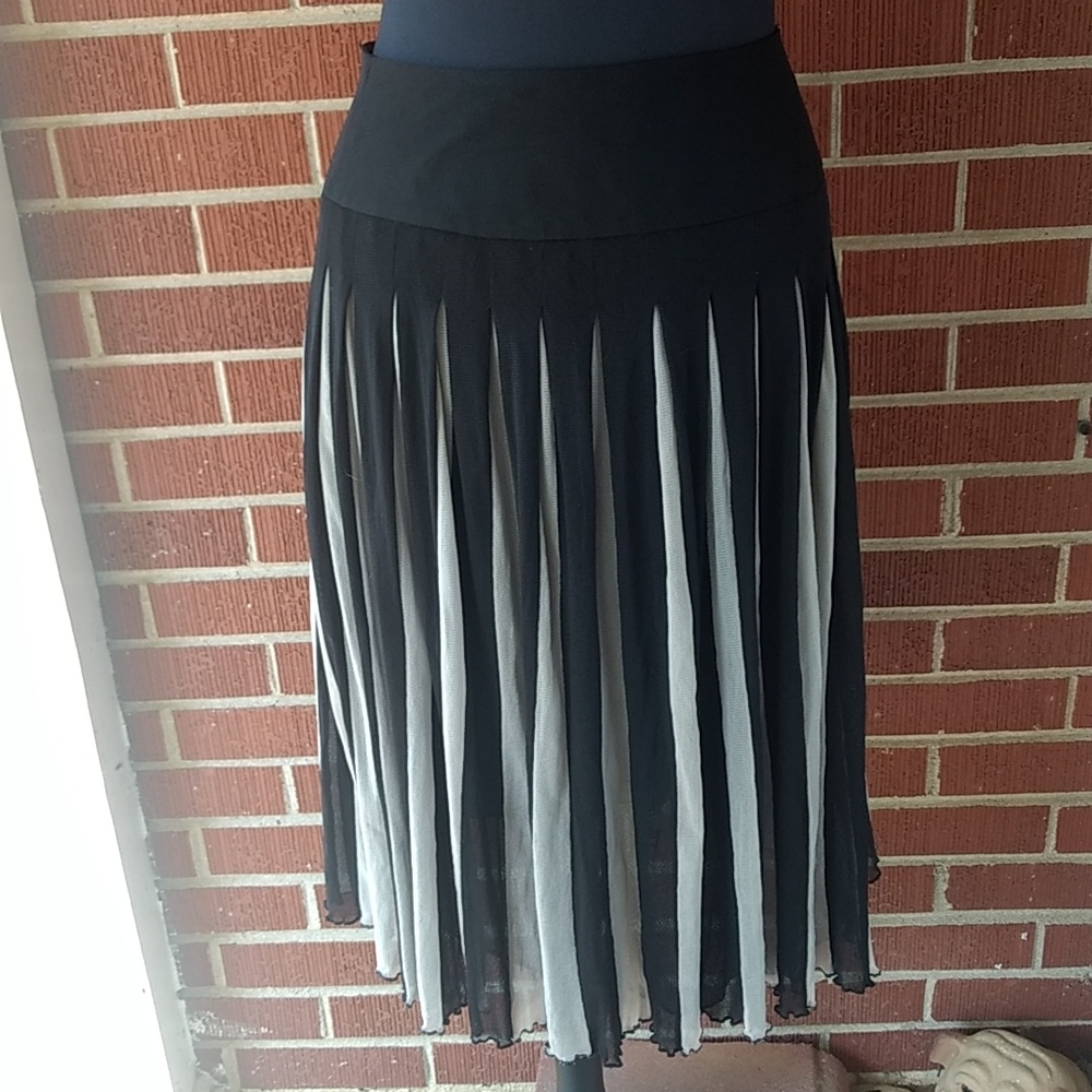 For The Republic Black & Cream Striped Skirt